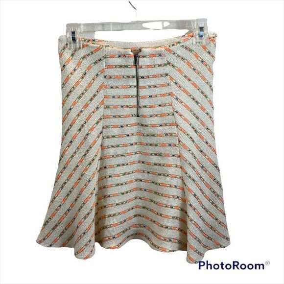 Anthro Mauve Brand Lucaya Tweed Flare Striped Skirt Size 0 - Picture 5 of 14